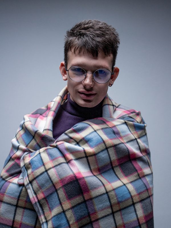 Плед в клетку (голубой)